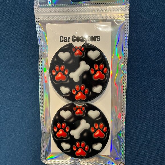 Pawprint Car Coasters - Picture 2 of 2